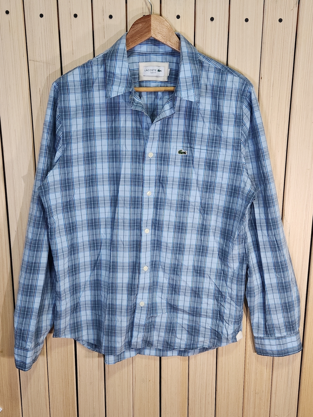 Lacoste Shirt Long Sleeve Blue Plaid  Button-Down Shirt